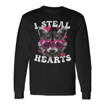 I Love Raccoon Face Raccoon Lover Raccoon Valentine Long Sleeve T-Shirt - Monsterry