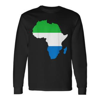Love Sierra Leone With Sierra Leonean Flag In Africa Map Long Sleeve T-Shirt - Monsterry UK