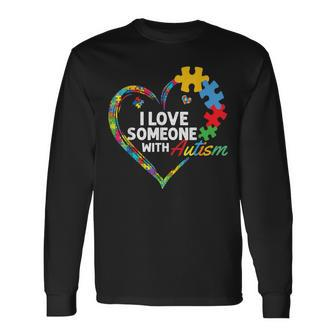 I Love Someone With Autism Heart Puzzle Long Sleeve T-Shirt - Monsterry