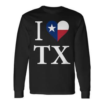I Love Texas Tx Flag T Long Sleeve T-Shirt - Monsterry UK