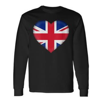 I Love United Kingdom Uk British Flag Heart Outfit Long Sleeve T-Shirt - Monsterry AU