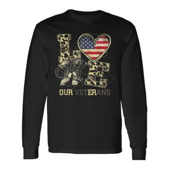 Love Our Veterans Us Military Veterans Day Mens Womens Long Sleeve T-Shirt - Monsterry AU