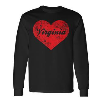 I Love Virginia Heart Southern State Pride Long Sleeve T-Shirt - Monsterry UK