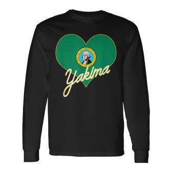 I Love Yakima Washington Heart State Flag Hometown Pride Long Sleeve T-Shirt - Monsterry