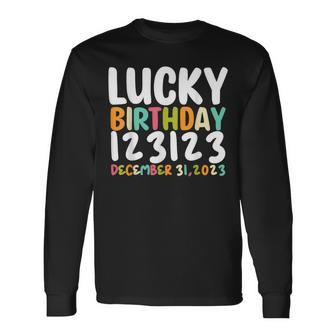 Lucky Birthday 123123 Happy New Year 2024 Birthday Party Long Sleeve T-Shirt - Thegiftio UK