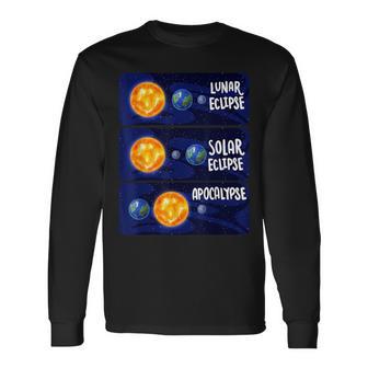 Lunar Eclipse Solar Apocalypse Astrology Science Meme Long Sleeve T-Shirt - Monsterry DE