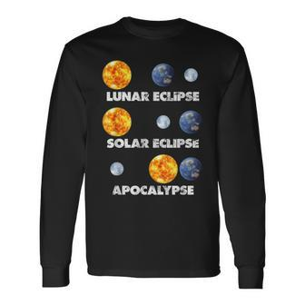 Lunar Eclipse Solar Eclipse Apocalypse Astronomy Long Sleeve T-Shirt | Mazezy
