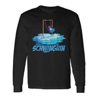 Lustig Pinguin Schwinguin Schaukel Arktis Eis Langarmshirts - Seseable