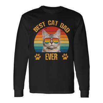 Lustige Katzeatertag Retrointage Papa Best Cat Dad Ever Langarmshirts - Geschenkecke