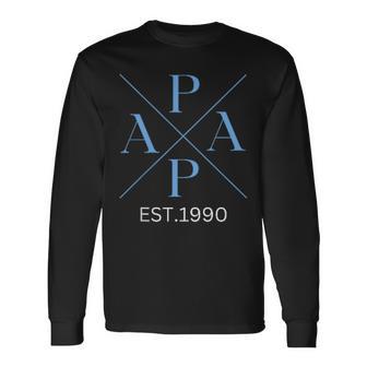 Lustiger Papa Est 1990 Papa Seit 1990 Papa Geburtsjahr 1990 Langarmshirts - Geschenkecke