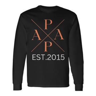 Lustiger Papa Est 2015 Papa Seit 2015 Papa 2015 Langarmshirts - Geschenkecke