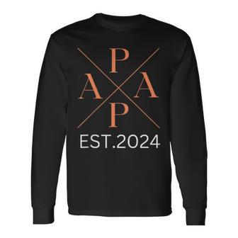 Lustiger Papa Est 2024 Papa Seit 2024 Papa 2024 Langarmshirts - Geschenkecke