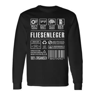 Lustiges Fliesenleger Themen-Langarmshirts mit Sprüchen, Herren Schwarz - Seseable