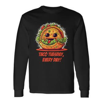 Lustiges Taco Langarmshirts, Taco Tuesday Motiv - Schwarz - Seseable