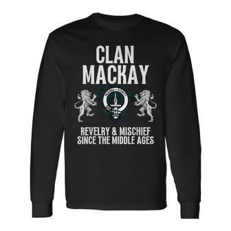 Mackay Clan Scottish Name Coat Of Arms Tartan Family Party Long Sleeve T-Shirt - Seseable