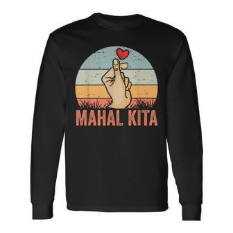 Mahal Kita Retro Pinoy Finger Heart For A Filipino Filipina Long Sleeve T-Shirt - Seseable