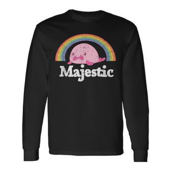 Majestic Blobfish Cute Sea Ocean Creatures Vintage Blob Fish Long Sleeve T-Shirt - Monsterry