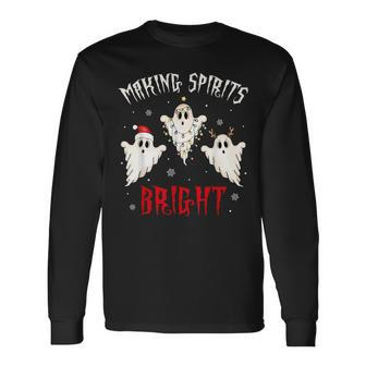 Making Spirits Bright Creepy Goth Xmas Family Holiday Pjs Long Sleeve T-Shirt - Monsterry