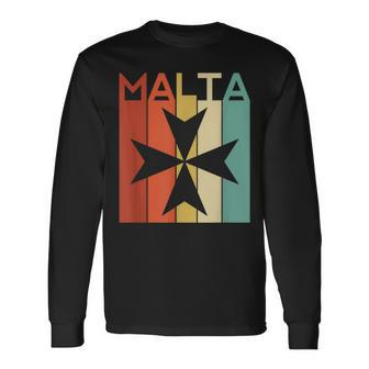 Maltese Cross Flag Malta Cross Knights Vintage Retro Flag Long Sleeve T-Shirt - Monsterry UK
