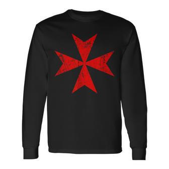Maltese Cross Red Eight-Pointed Cross Malta Long Sleeve T-Shirt - Monsterry UK