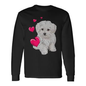 Maltese Dog And Heart Dog Langarmshirts - Seseable