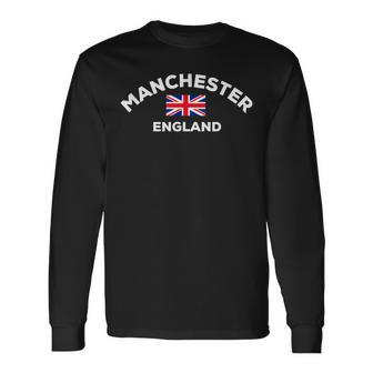 Manchester England Uk United Kingdom Union Jack Flag City Long Sleeve T-Shirt - Monsterry UK