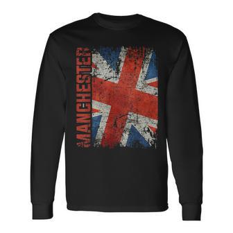 Manchester England United Kingdom British Jack Union Flag Long Sleeve T-Shirt - Monsterry AU