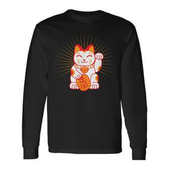 Maneki-Neko Japanese Lucky Cat Long Sleeve T-Shirt - Thegiftio UK