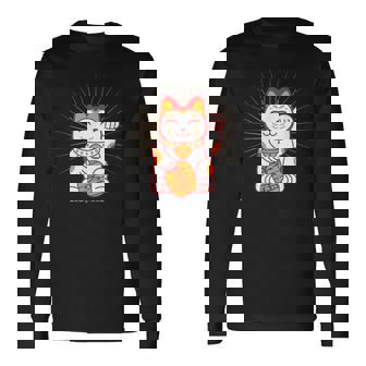 Maneki-Neko Japanese Lucky Cat Long Sleeve T-Shirt - Thegiftio