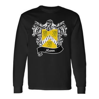 Mann Coat Of Arms Surname Last Name Family Crest Long Sleeve T-Shirt - Seseable