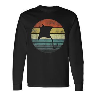 Manta Ray Lover Retro Vintage Ocean Animal Silhouette Long Sleeve T-Shirt - Monsterry DE