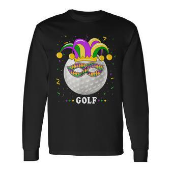 Mardi Gras Golf Costume Mardi Gras Jester Hat Golf Lover Long Sleeve T-Shirt - Seseable