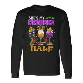 Mardi Gras Outfit She's My Drunker Half Carnival Men Long Sleeve T-Shirt - Thegiftio UK