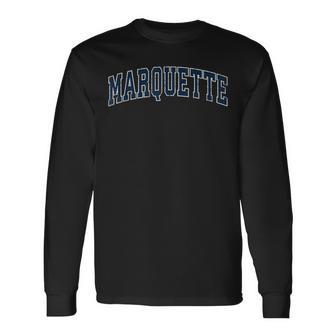 Marquette Michigan Mi Vintage Sports Navy Long Sleeve T-Shirt - Monsterry UK