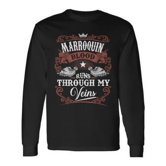 Marroquin Blood Runs Through My Veins Vintage Family Name Long Sleeve T-Shirt - Seseable