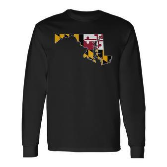 Maryland State Map Maryland Md Flag Roots Women Long Sleeve T-Shirt - Monsterry