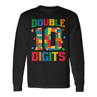 Master Builder 10Th Birthday Boy 10 Bricks Ten Double Digits Long Sleeve T-Shirt - Monsterry