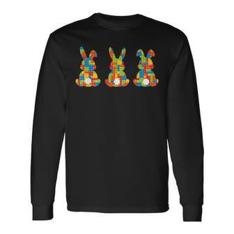 Master Builder Block Brick Building Bunny Easter Long Sleeve T-Shirt - Seseable