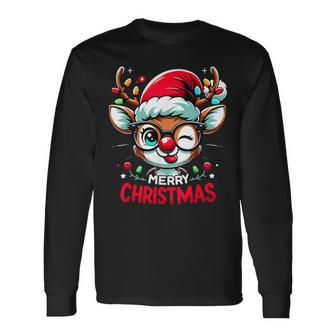 Matching Family Christmas 2023 Rudolph Reindeer Long Sleeve T-Shirt | Mazezy
