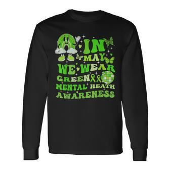 In May We Wear Green Mental Health Awareness Disco Ball Long Sleeve T-Shirt - Monsterry