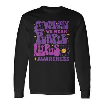 In May We Wear The Purple Lupus Awareness Warrior Ribbon Long Sleeve T-Shirt - Monsterry UK