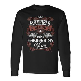 Mayfield Blood Runs Through My Veins Vintage Family Name Long Sleeve T-Shirt - Seseable