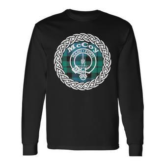 Mccoy Surname Scottish Clan Tartan Crest Badge Long Sleeve T-Shirt - Monsterry AU