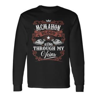 Mcmahon Blood Runs Through My Veins Family Name Vintage Long Sleeve T-Shirt - Seseable
