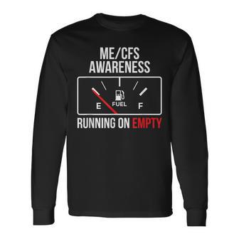 MeCfs Awareness Running On Empty White Letters Long Sleeve T-Shirt - Monsterry AU