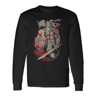 Medieval Crusader Knight Templar Long Sleeve T-Shirt - Monsterry UK