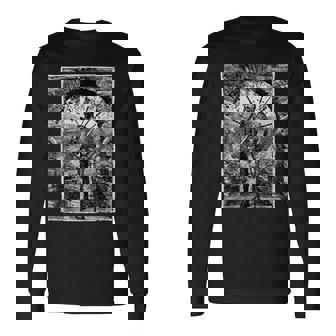 Medieval Oculto Guerrero Esqueleto Grungy Arte Estético Oscuro Camiseta de manga larga - Regaloses
