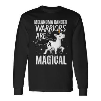Melanoma Cancer Magical Unicorn Black Ribbon Dermatologist Long Sleeve T-Shirt - Monsterry CA