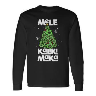 Mele Kalikimaka Hawaiian Christmas Tree Hawaii Long Sleeve T-Shirt - Monsterry UK