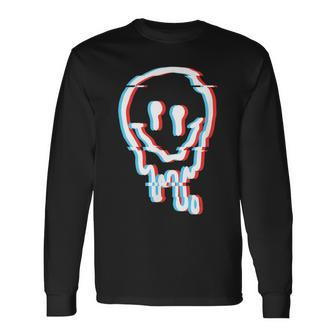 Melted Smiling Face Optical Illusion Music Lover Trippy Long Sleeve T-Shirt - Monsterry UK